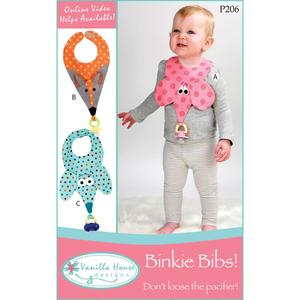 Vanilla House, P206, Binkie Bibs, Pacifier Holder, Sewing Pattern