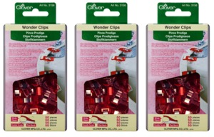 Clover CL3156 Jumbo Wonder Clips Box of 3x50, 150 Clips, for Seams, Quilt Bindings-WONDER CLIPS 50/PKG