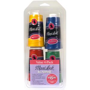 Maxi, Lock, ML522, All, Purpose, Sewing, Thread, 4, Color, Cones, 3000, Yard, Bright