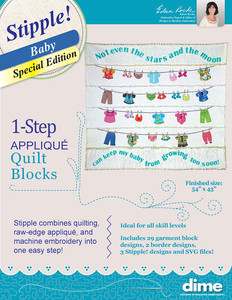 DIME STP0114 Stipple! Baby, 1 Step Applique Quilt Blocks, 30 Garment, 10 Border Designs cd