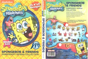 Brother SANICKSB Nickelodeon Spongebob Squarepants PES Machine Embroidery Designs CD