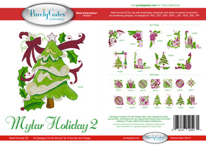 Purely Gates PG5271 Mylar Holiday 2 Embroidery Designs CD