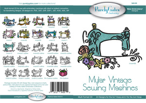 Purely Gates PG5202,  Mylar Vintage Sewing Machine Embroidery Designs CD
