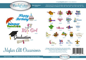 Purely Gates PG5134 Mylar All Occasions Embroidery Designs CD