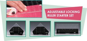 Sew Steady WRStarterSet Westalee Adjustable Locking Ruler Starter Set, 3 Rulers: 18x6.5", 6": Straight, 1/4 Sq Triangle, & 1/2 Sq Triangle