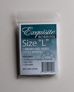 DIME, Exquisite, EX112, White, Style L, Cardboard Bobbins, 12 per pack