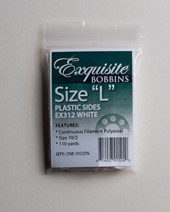 DIME, Exquisite, EX312, White, Style L, Plastic Bobbins, 12 per pack