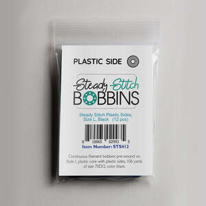 DIME, Exquisite, EX412, Steady Stitch, STS412, Black, Style L, Plastic Bobbins, 12 per pack