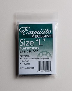DIME, Exquisite, EX412, Black, Style L, Plastic Bobbins, 12 per pack
