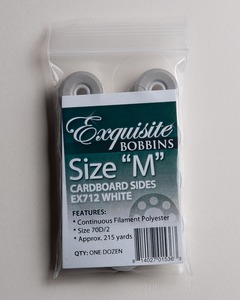 DIME, Exquisite, EX712, White, Style M, Cardboard Bobbins, 12 per pack