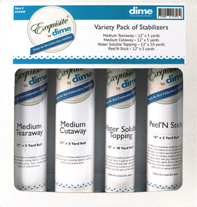 DIME Exquisite H2040 Med Tearaway, Med Cutaway, PeelNStick, Water Soluble Stabilizers it, 4 Rolls of 12" x 5 Yards