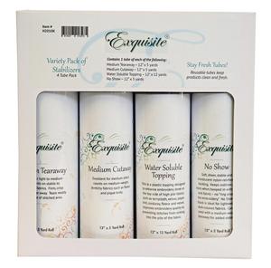 DIME Exquisite H2010K Med Tearaway, Cutaway, No Show, Water Soluble Stabilizers Kit, 4 Tubes 12" x 5 yds each