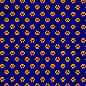 Fabric Finders 1868 Purple Paw Print Fabric – Mini Gold Paw on Purple