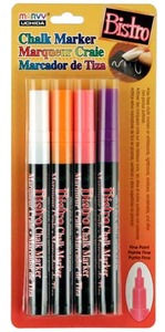 4 Bistro Chalk Fine Point Markers Wht Fl OR RD VIO