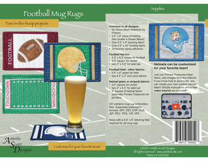 56821: Amelie Scott Designs ASD206 Football Mug Rug Embroidery Designs CD
