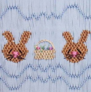 Pat Garretson PG119 Bunnies Baskets Smocking Plate