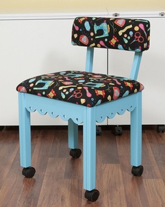 64398: Arrow 7019B Blue Sewing Chair Wood, Riley Blake Sewing Notions Black Fabri