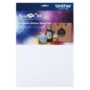 Brother CAPSS1, Printable Sticker, 7 Sheets, 8.3" x 11.7, for ScanNCut, CM650W, CM550, CM350, CM250, CM100