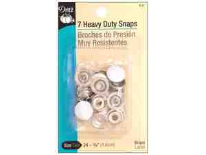 Dritz D5-2, Heavy Duty Snaps Fasteners 5/8in. White 7pc.