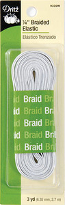 59157: Dritz 9330w 1/4'' Braided Elastic 3 yds White