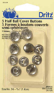 Dritz 213-24 Half-Ball Cover Buttons - Size 24 - 5/8" 1.6cm - 5 Ct.