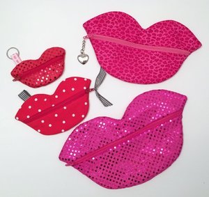 Embroidery, Garden, Lips, Zipper, Case