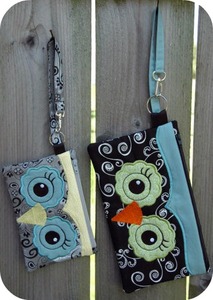 Embroidery, Garden, Owl, Wristlet, Set