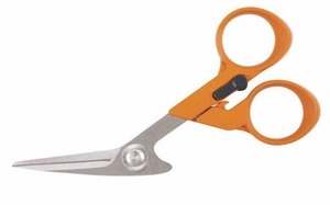 Fiskars F1998 Razor Edge Fabric Shears, Scissors, Bent Trimmers, Seam Ripper for Tabletop Cutting (5")