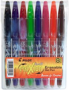 61353: Frixion FX7C8001P .7mm Ball Point Erasable Gel Pens, 8 Colors, in Hanging Pouch