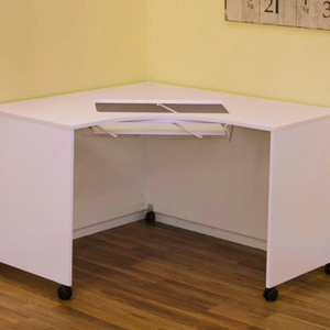 Arrow Mod Corner Cabinet 46.5x39", Manual 2-Position Lift Platform 24x12.75", White Only