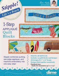 DIME, STP0115, Stipple, Life, A, Beach, 1, Step, Applique, Quilt, Block