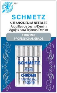 80086: Schmetz S-4012 Chrome Plated Denim Jeans Needles 5pk 130/705H Size 100/16