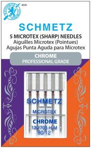 Schmetz, S-4030, Chrome, Professional, Grade, Microtex, Sharps, 5, pack, 130, 705, H, M, Size, 80, 12, strong, durable