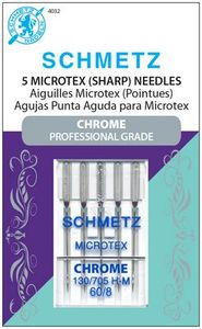 Schmetz S-4032 Chrome Professional Grade Microtex/Sharps 5pk 130/705H-M Size 60/8