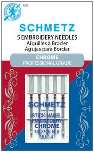 Schmetz, S-4020, Chrome, Professional, Grade, Embroidery, 5, pack, 130, 705, H, E, Size, 90, 14, strong, durable