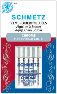 Schmetz S-4020 Chrome Professional Grade Embroidery 5pk 130/705H-E Size 90/14