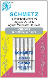 Schmetz, S-4022, Chrome, Professional, Grade, Stretch, 5, pack, 130, 705, H, S, Size, 75, 11, strong, durable