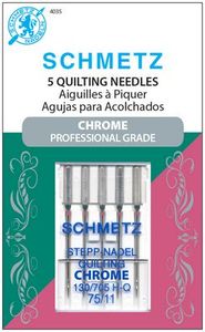 Schmetz, S-4035, Chrome, Professional, Grade, Quilting, 5, pack, 130, 705, H, Q, Size, 75, 11, strong, durable
