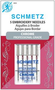 Schmetz S-4045 Chrome Professional Grade Embroidery 5pk 130/705H-E Size 75/11