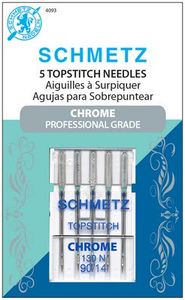 Schmetz, S-4093, Chrome, Professional, Grade, Top, stitch, 5, pack, 130, N, Size, 90, 14, strong, durable