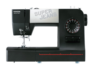 Toyota, Super, Jeans, J15, Toyota Super Jeans, J15 15-Stitch, One Dial, Freearm, Mechanical, Sewing Machine, with Buttonhole, and Patented, Gliding Foot, over Seams