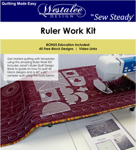 Westalee, Sampler, Template, Work, starter, set, Janet, 45, page, book, design, Book, Sew Steady Westalee WT-STSS+BOOK Sampler 8 Templates Work Starter Set +Bonus Stable Tape to hold fabric to ruler +Quilted Star Pattern Download