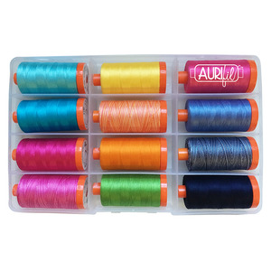 Aurifil PF50FF12 Fifi & Fido Thread Collection by Kathy Engle, 12x1422 Yards of 50wt Cotton Mako Large Spools