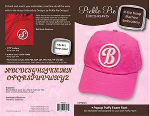 Pickle Pie Designs PPD35 Popup Puffy Foam Font, Embroidery Quilting CD , 1.5x1.7" Lettering for 4x4" Hoops