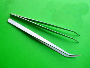 Curved Point Tweezers for Crafts - Stainless Steel 4.5 Long