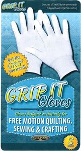  Sullivans 48668 Grip Gloves for Free Motion Quilting, Small  (Pack of 2), White