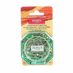 Bohin 265977 Quilt-Glass Head Pins 48mm BX5 Box of 5x100 in a Container
