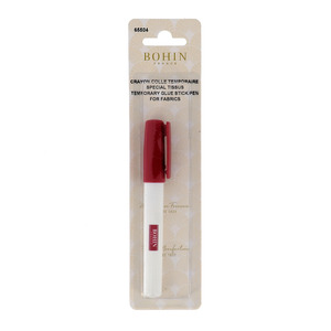 Bohin 65504 Temporary Adhesive Fabric Glue Stick Pen 8" Long, Pink