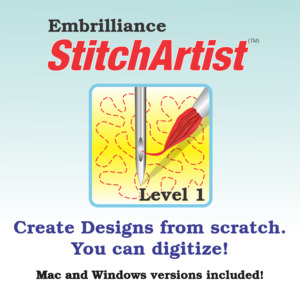 Embrilliance Stitch Artist SA110 Level 1, SA210 Level 2, or SA310 SA Level 3 Complete Embroidery and Digitizing Software for Windows