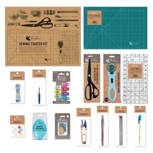 84409: EverSewn ES-BESB Big EverSewn 14pc Sewing Starter Kit: Tailor Scissors, Clippers, Zirkle, Pins, Seam Gauge, Tape, Markers, Ripper, Cutter, Ruler, Mat